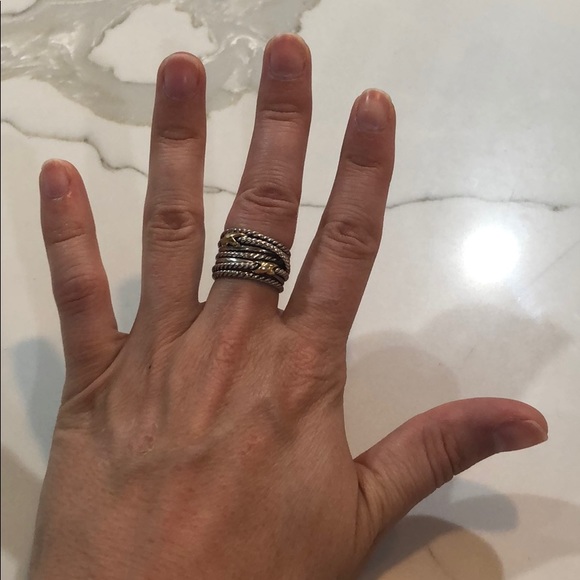 David Yurman Double X Crossover Ring with 18K Gold - Picture 3 of 4